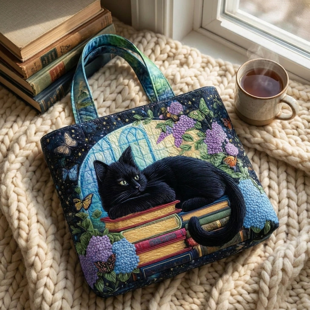 Artisanal Bag - Black Cat on Books
