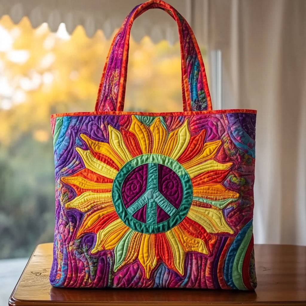 Warm Glow Sunflower Quilted Tote Bag