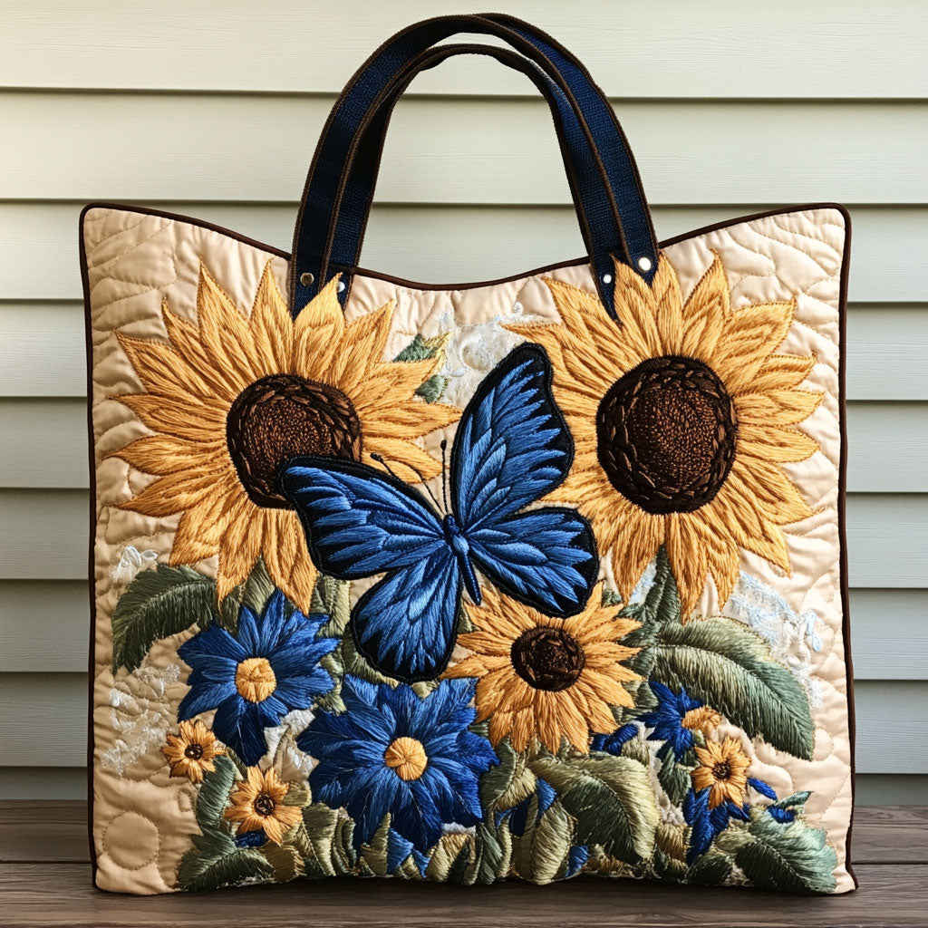 Butterfly Bloom Glow Quilted Tote Bag