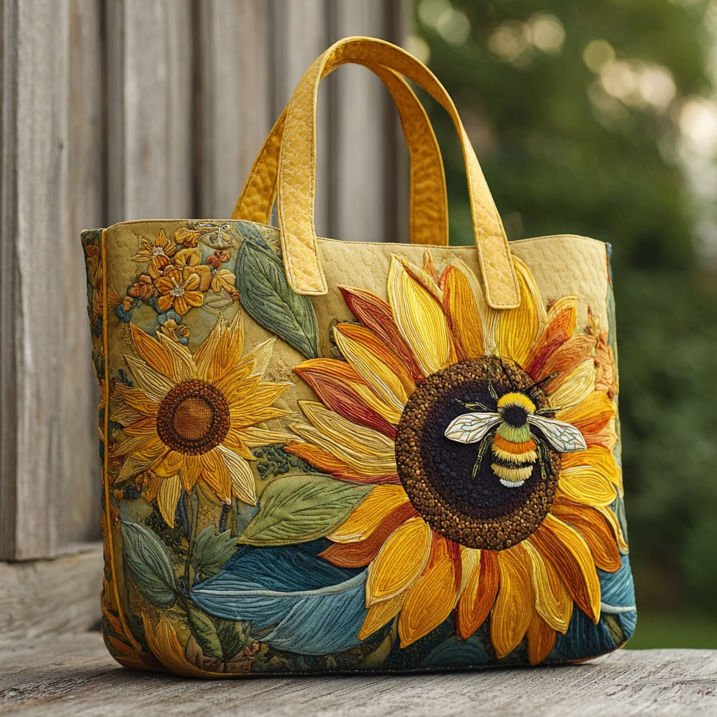 Bee Sunflower Quilted Tote Bag