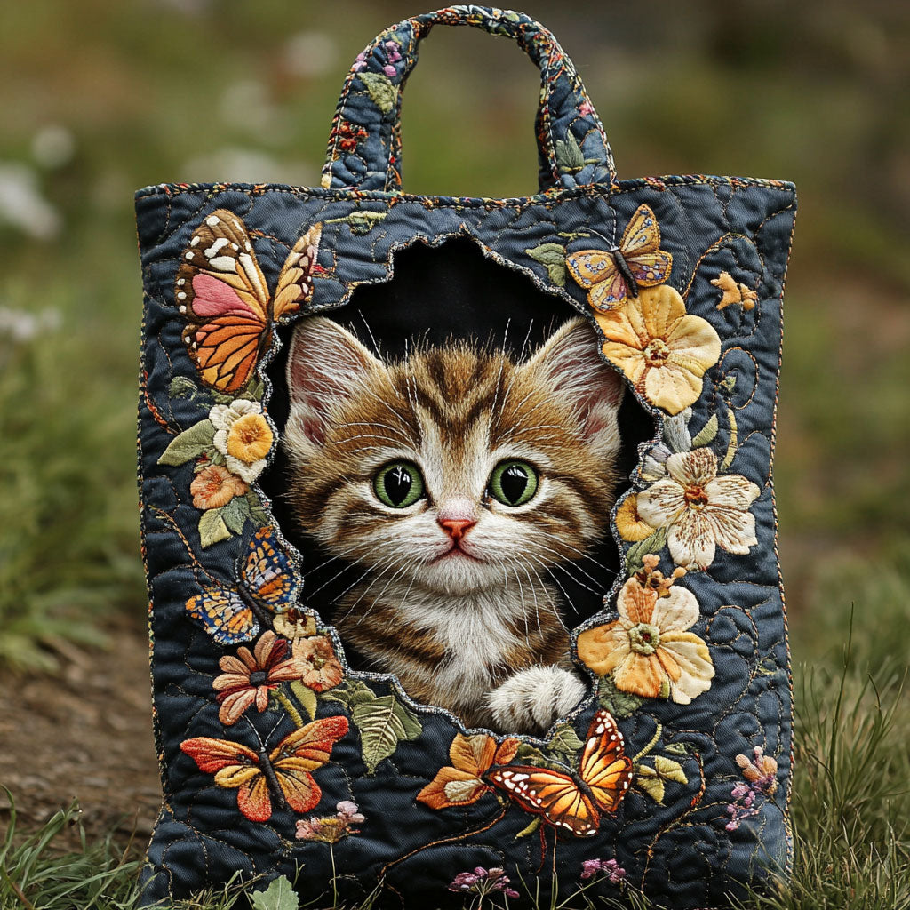 Nature Cat Quilted Tote Bag