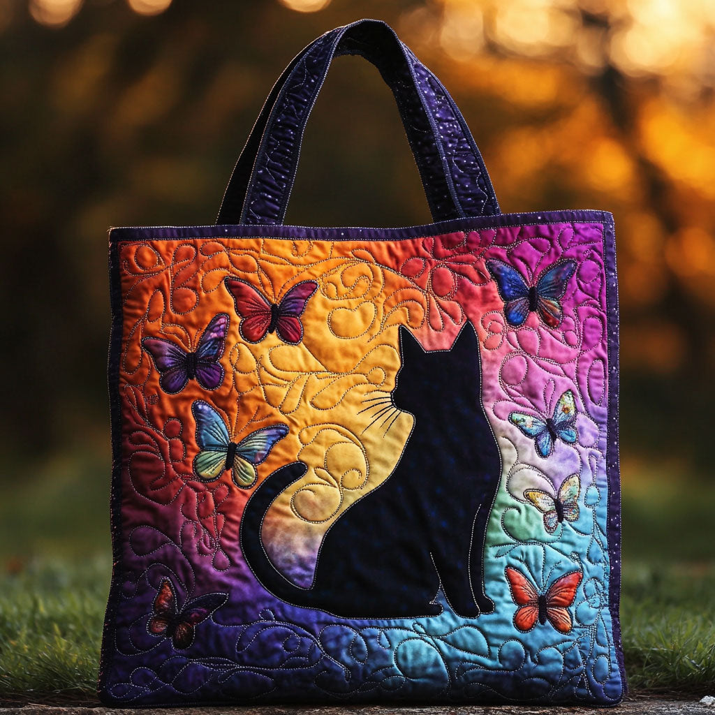 Moonhalo Cat Quilted Tote Bag