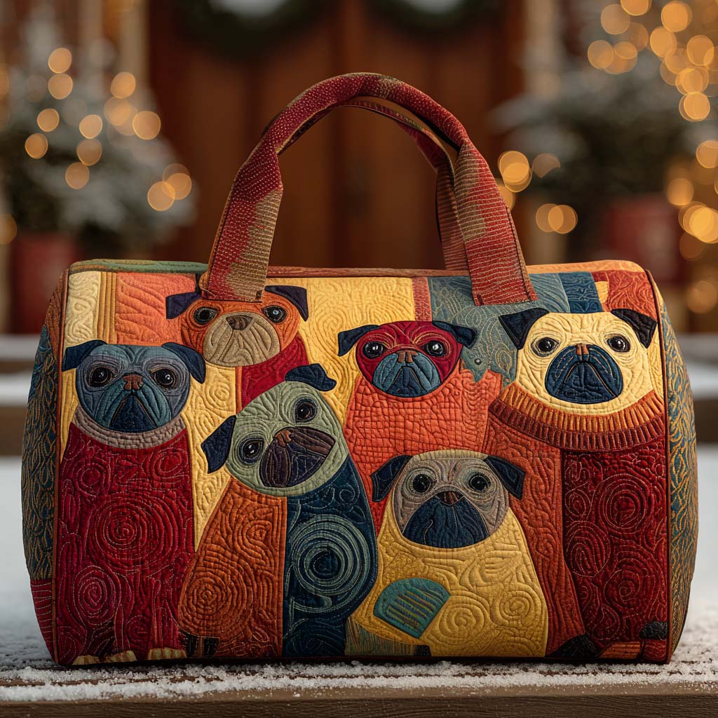 Bubbles Pug Quilted Duffle Bag