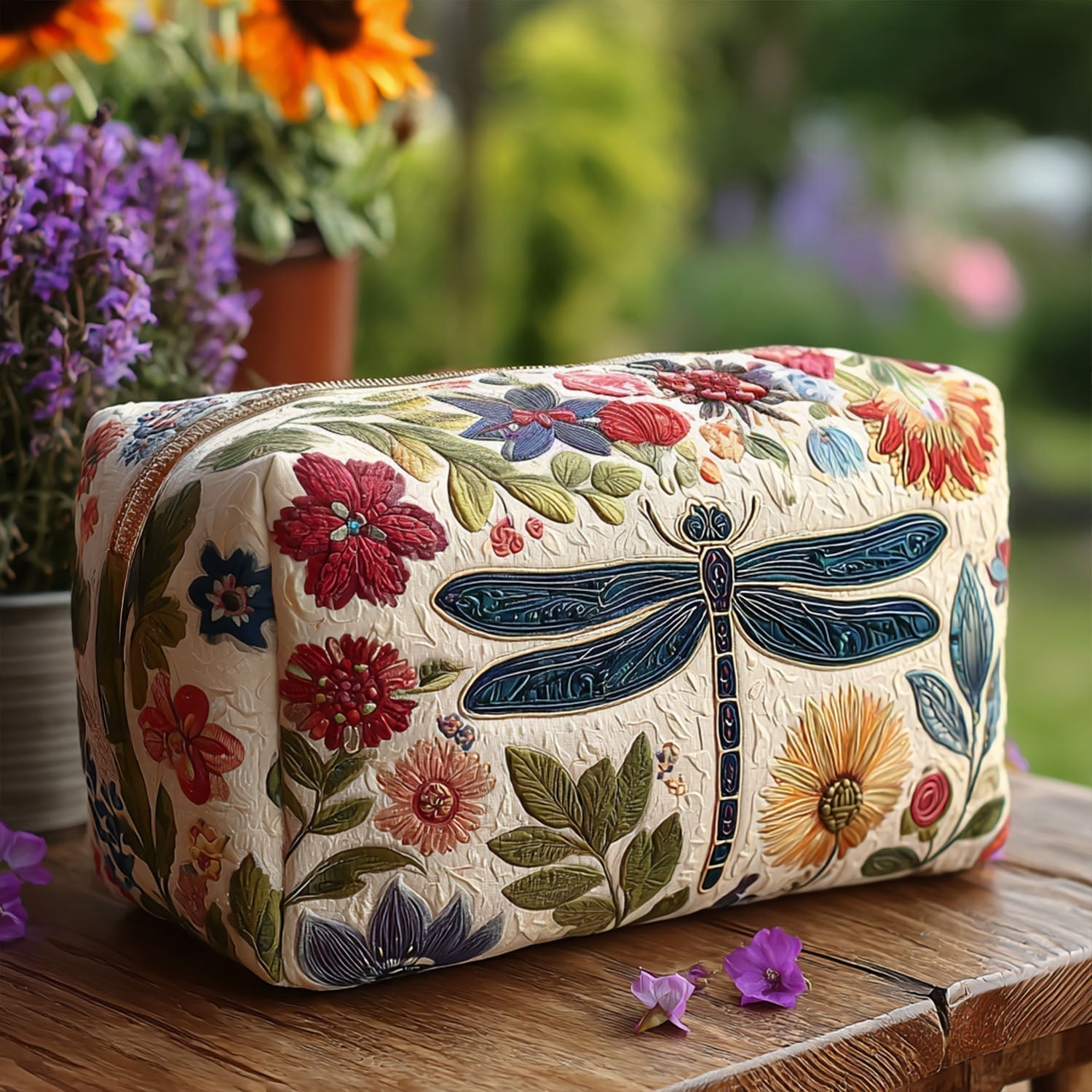 Buzzy Buddy Quilted Makeup Bag