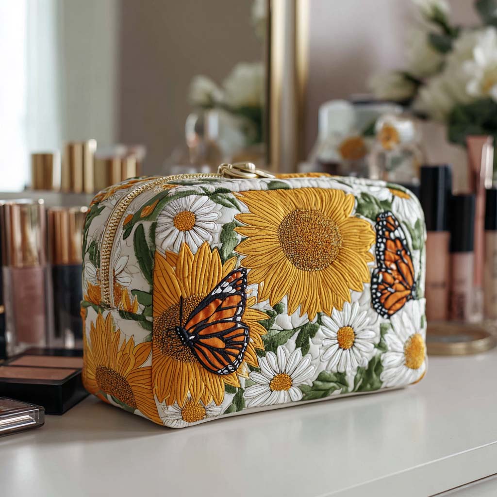 Floral Glow Quilted Makeup Bag