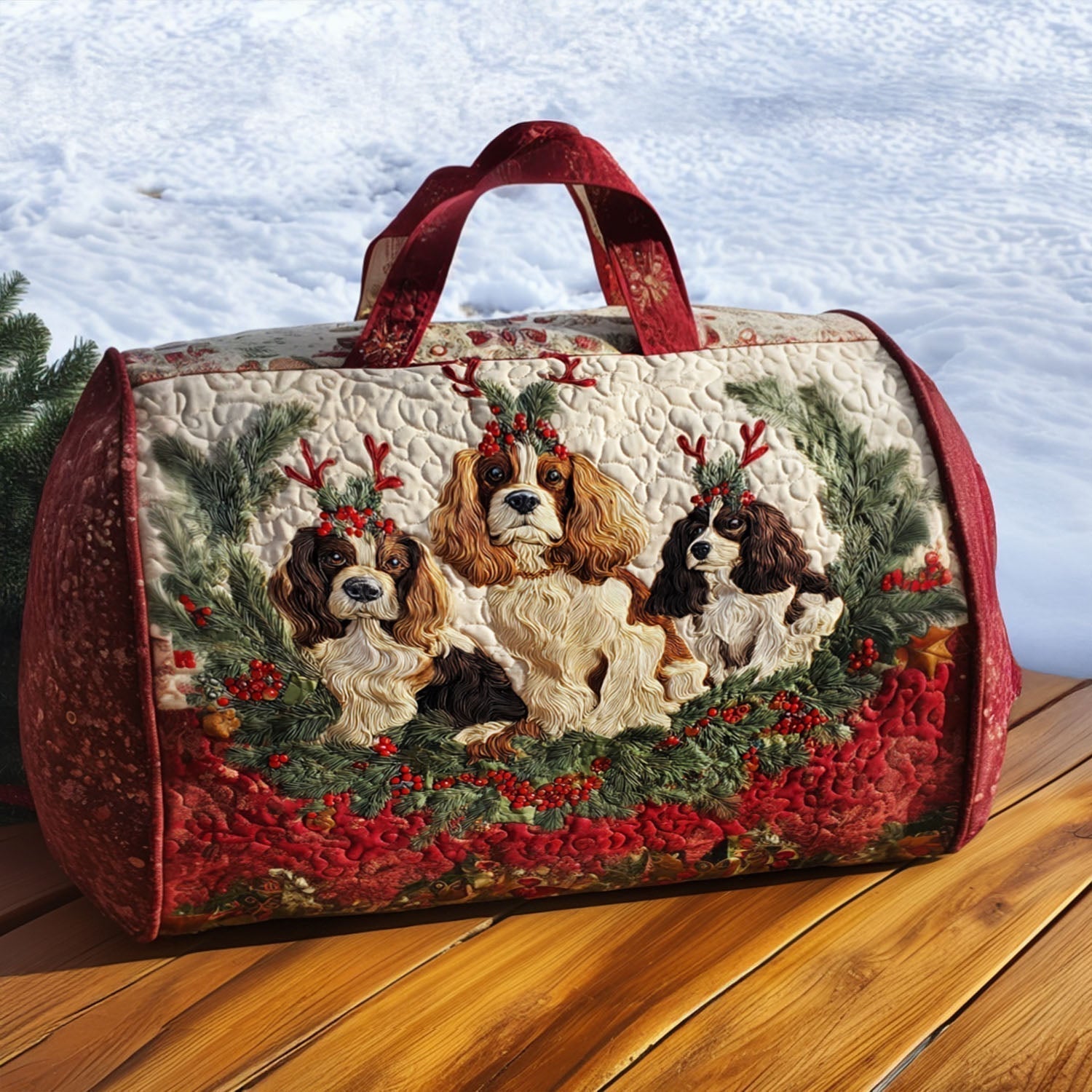 Happy Spaniel Quilted Duffle Bag