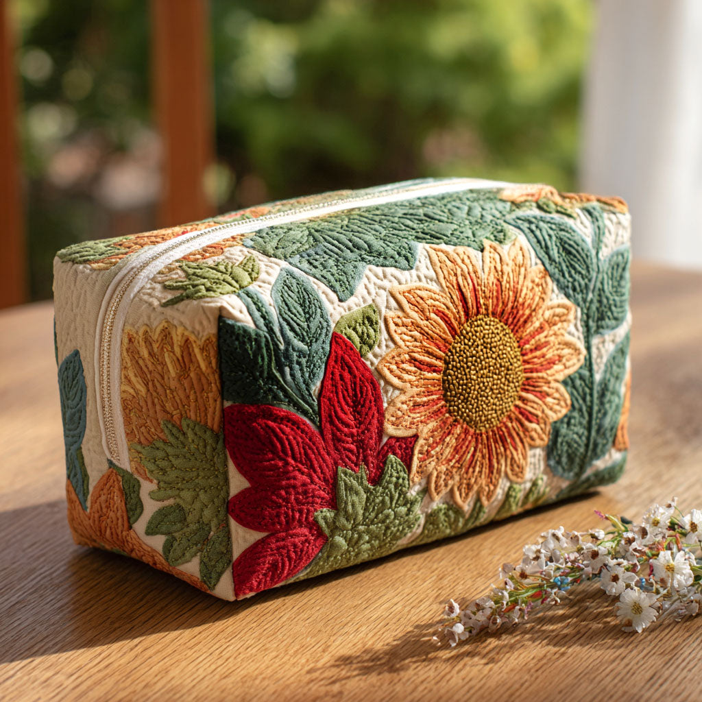 Morning Bloom Quilted Makeup Bag