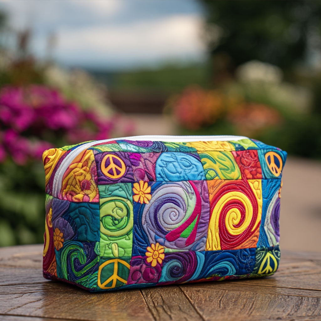 Peace Vibe Quilted Makeup Bag