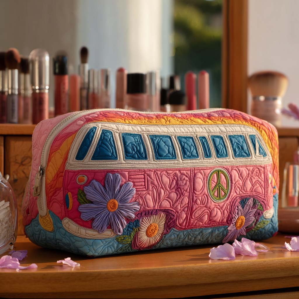 Serene Road Trip Quilted Makeup Bag