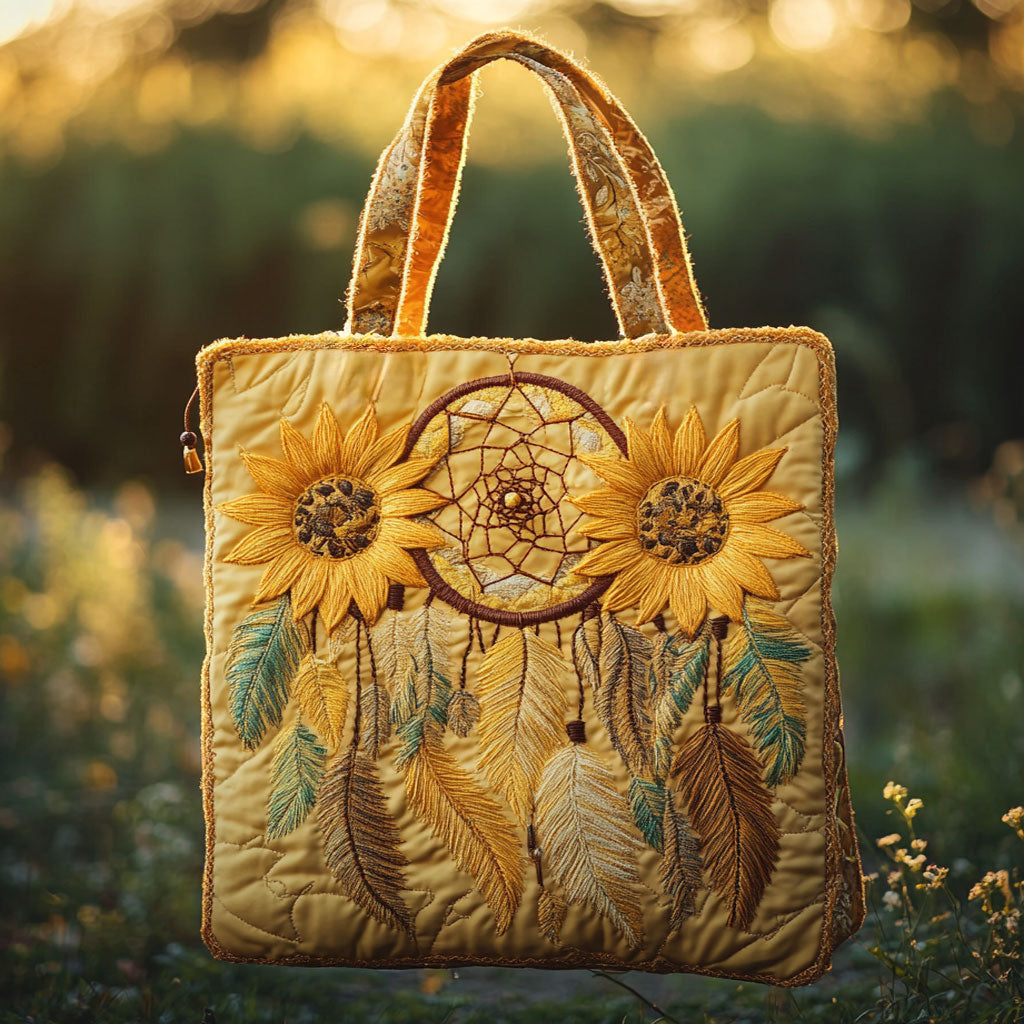 Dreamcatcher Sunlight Glow Quilted Tote Bag
