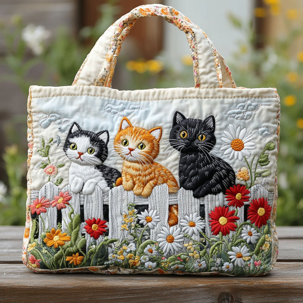 Dreaming Kittens Quilted Tote Bag