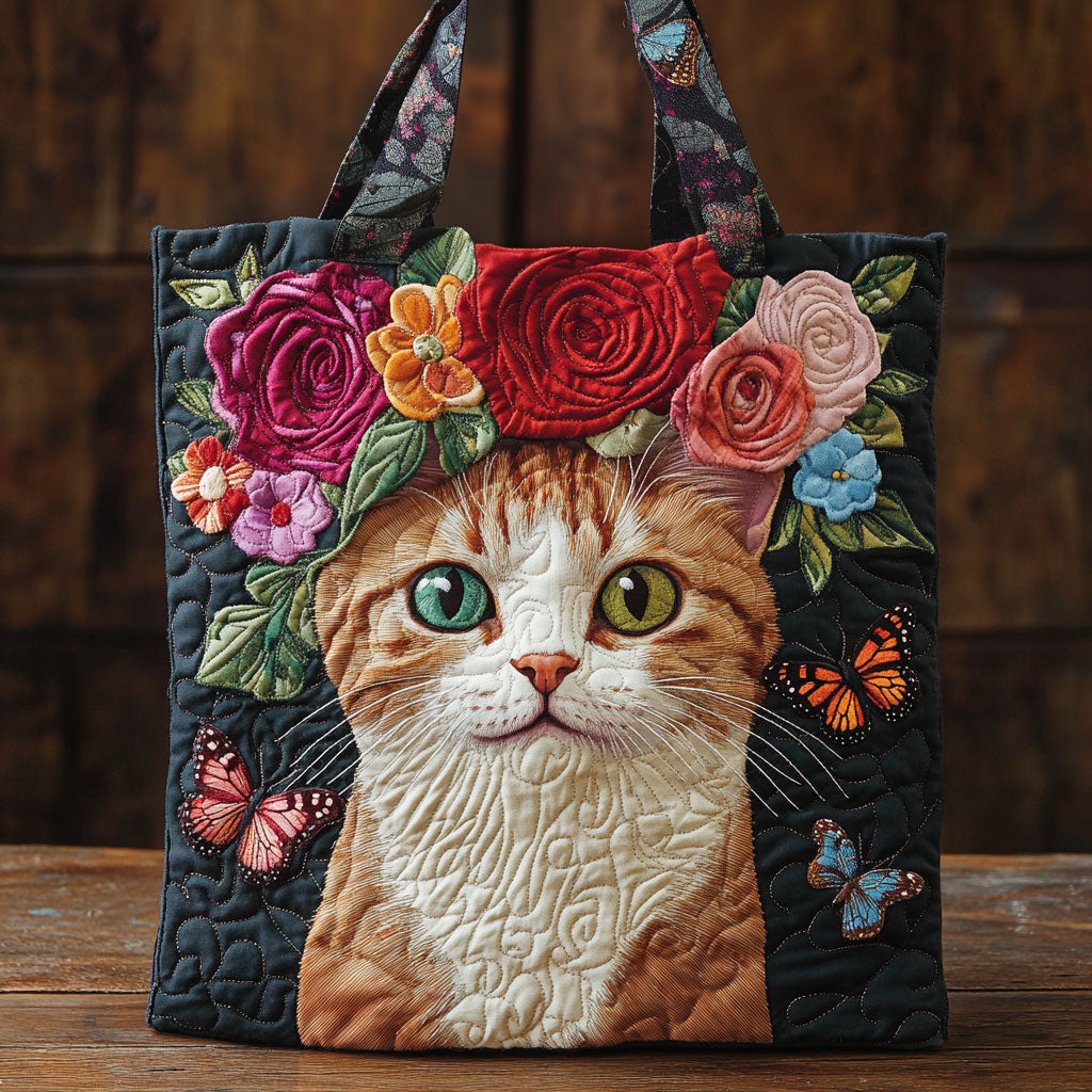 Floral Whiskers Quilted Tote Bag