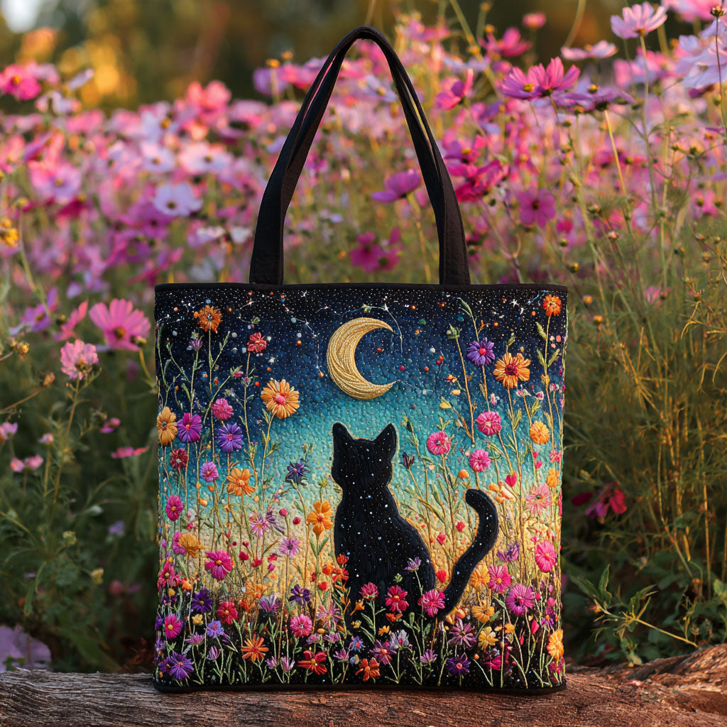 Dreamy Cat Night Quilted Tote Bag