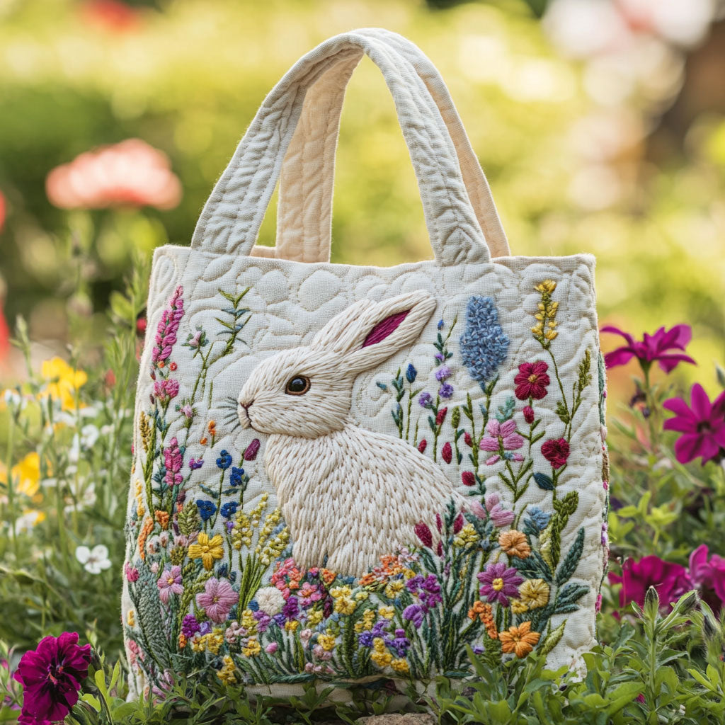 Bunny Garden Quilted Tote Bag