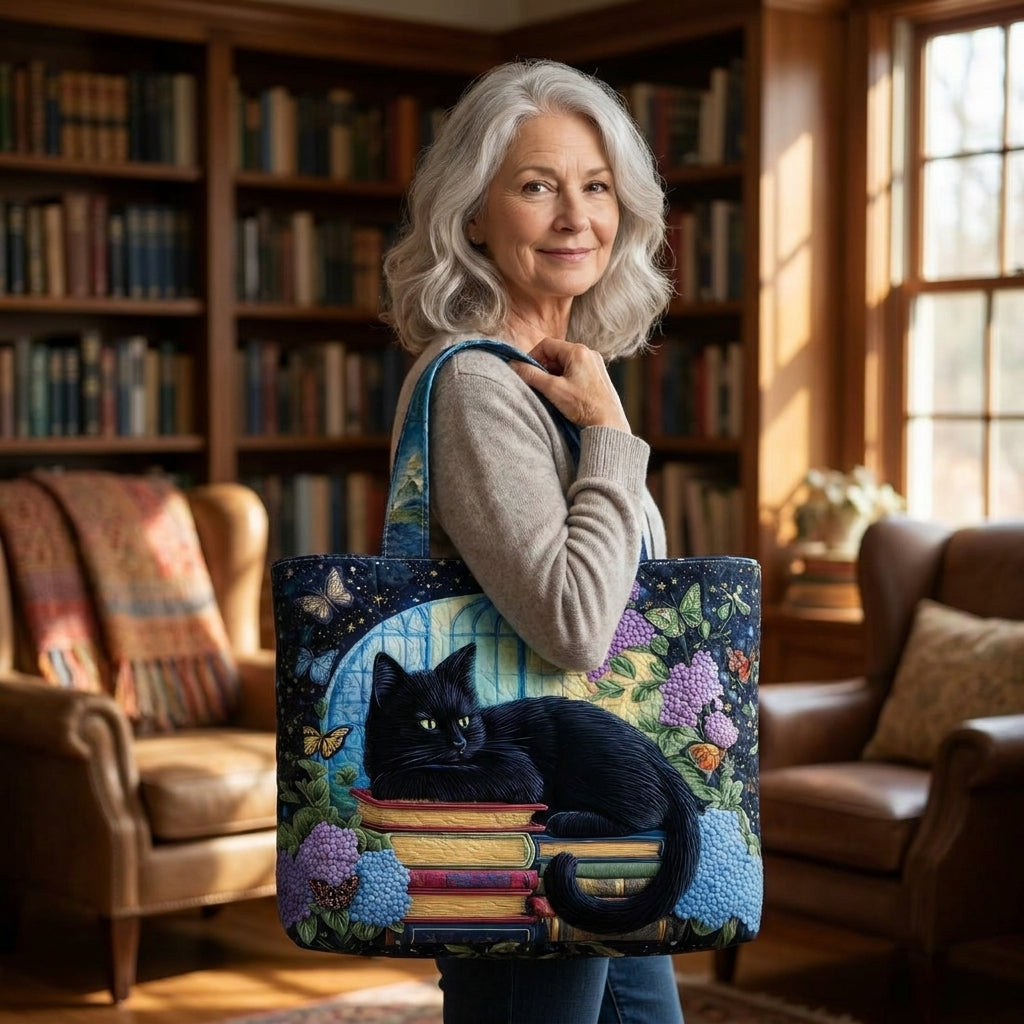 Artisanal Bag - Black Cat on Books