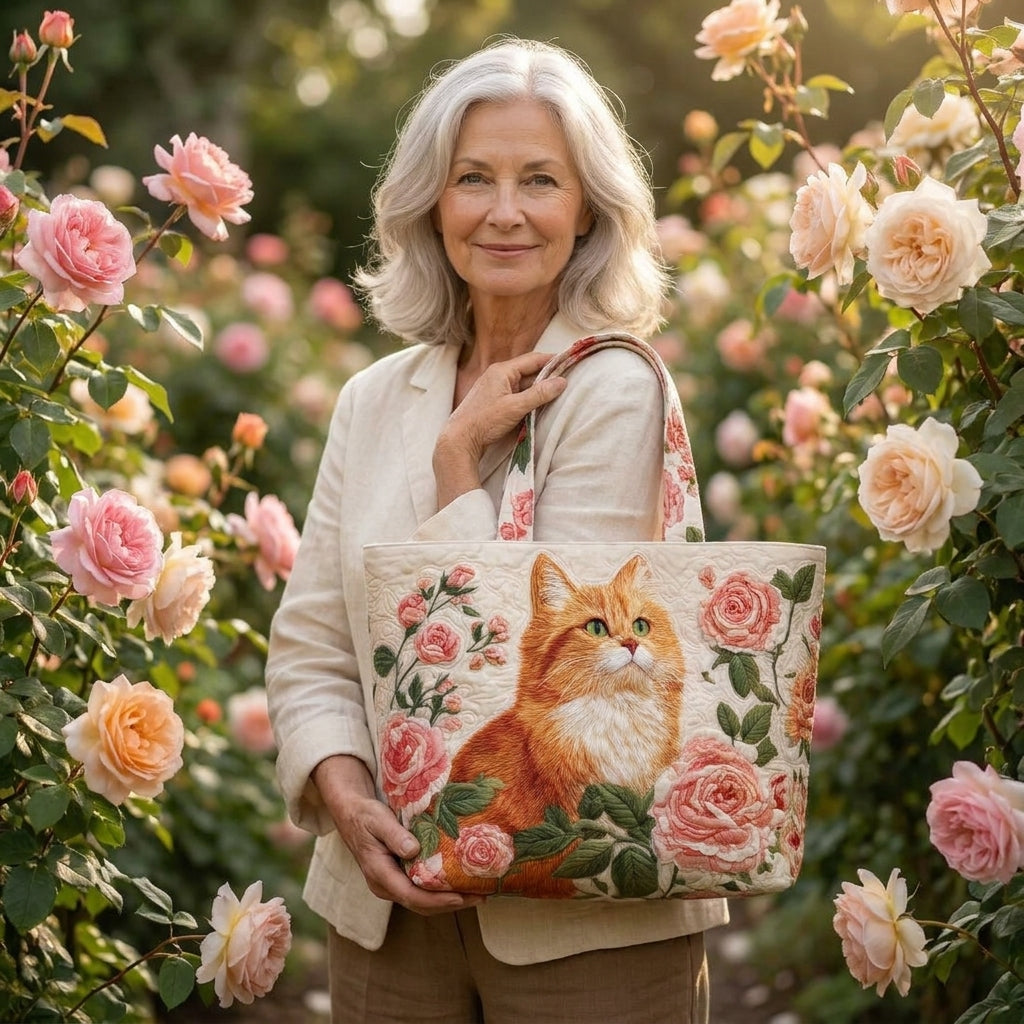 Artisan Bag - Orange Cat with Roses