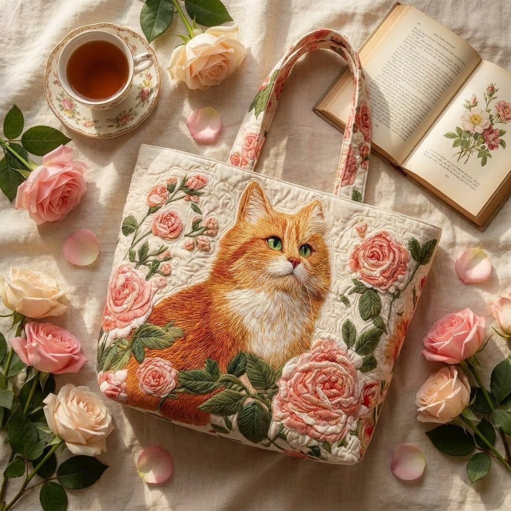 Artisan Bag - Orange Cat with Roses