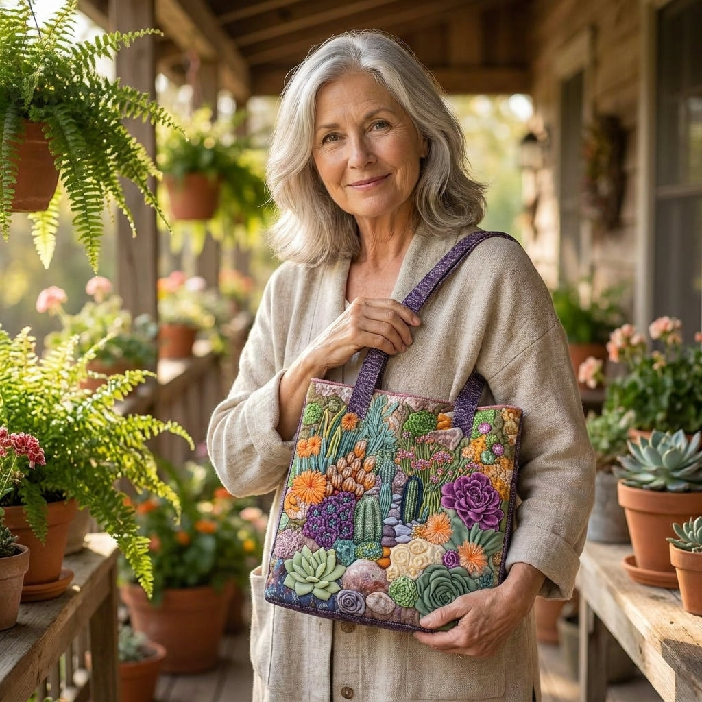 Artisanal Tote Bag - Succulent Garden