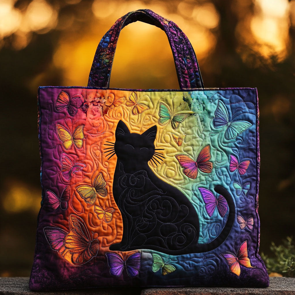 Silhouette Cat Quilted Tote Bag