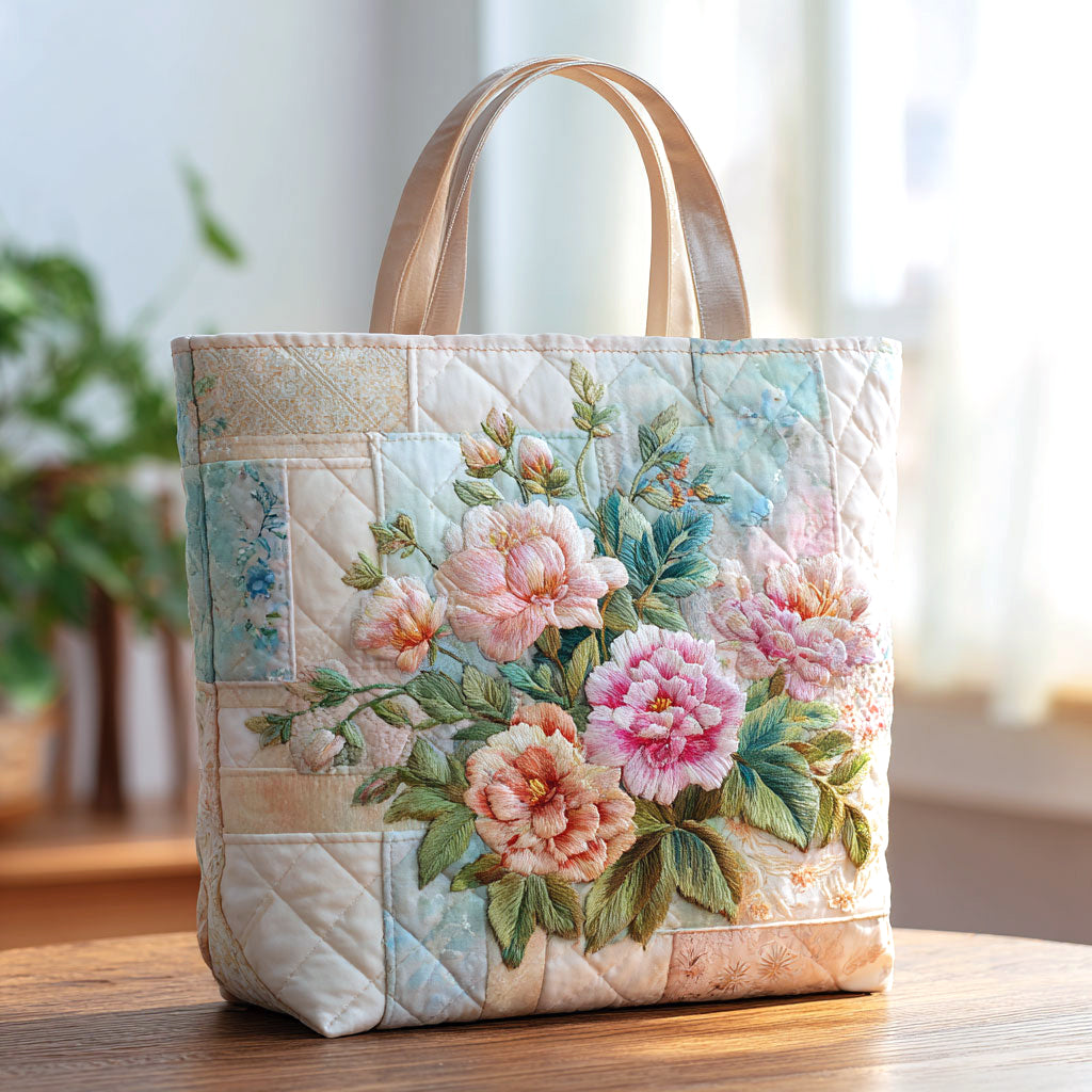 Flower Bloom Quilted Tote Bag