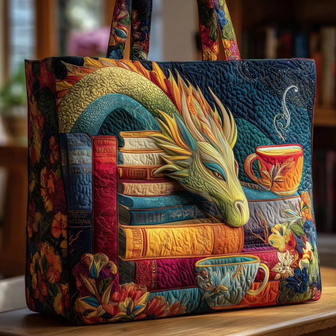 Artisan Bag - Dragon Reader with Books and Mugs