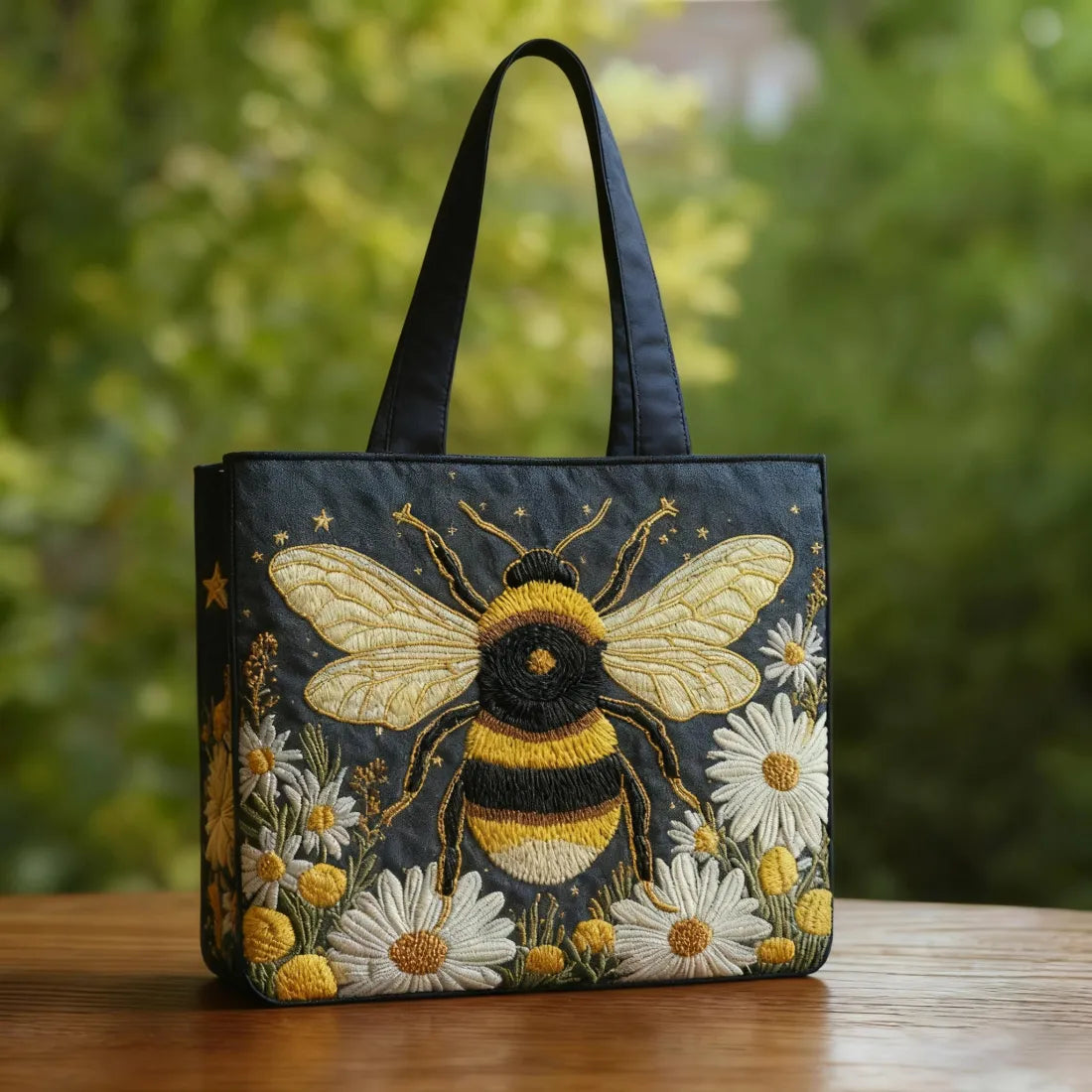 Artisan Tote - Bee with Daisies and Stars