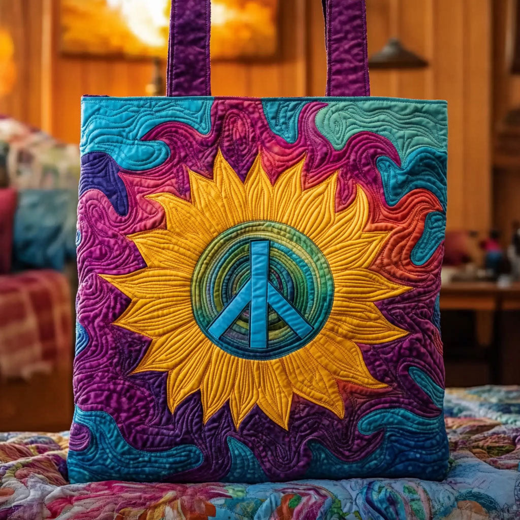 Hippie Sunflower Quilted Tote Bag