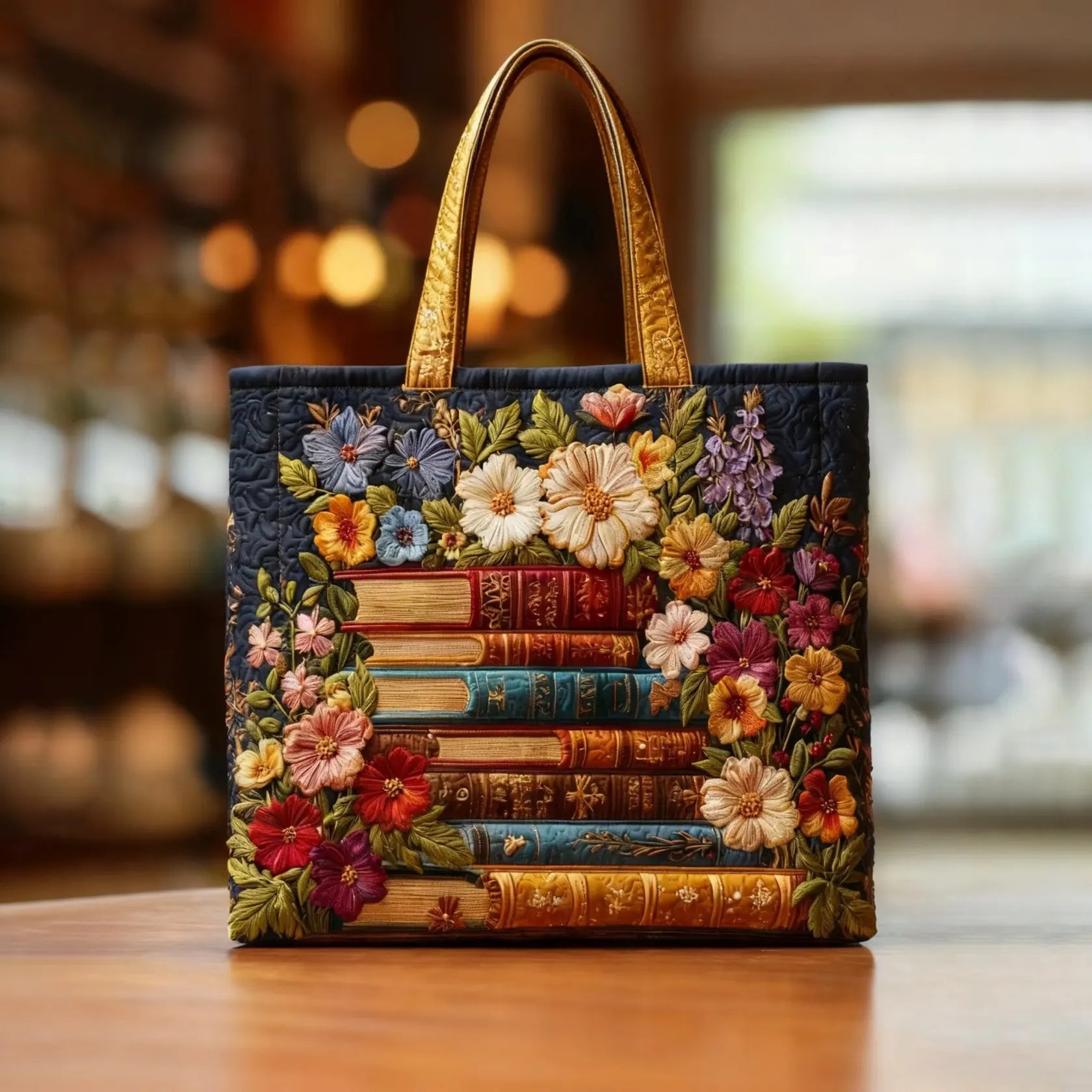 Artisanal Tote - Floral Print and Books