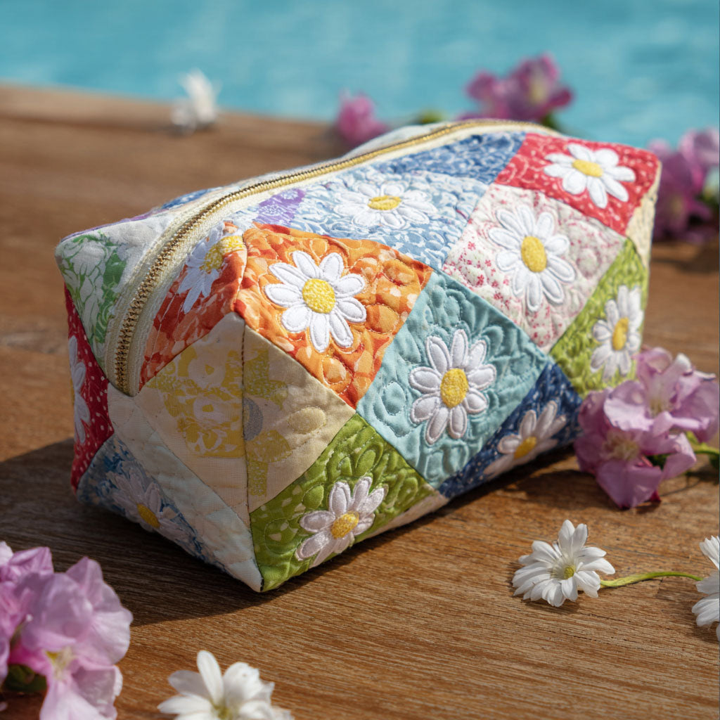 Bloomy Charm Quilted Makeup Bag