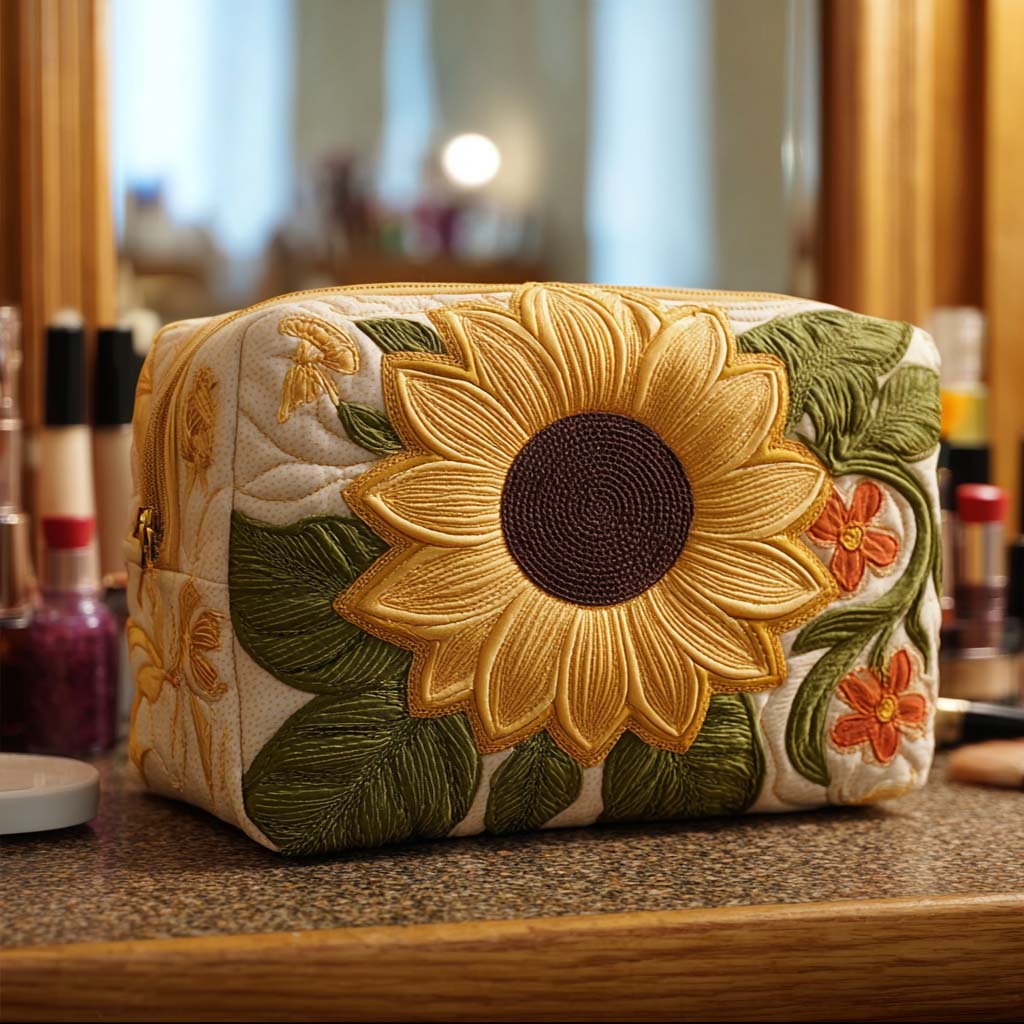 Bright Blossom Quilted Makeup Bag