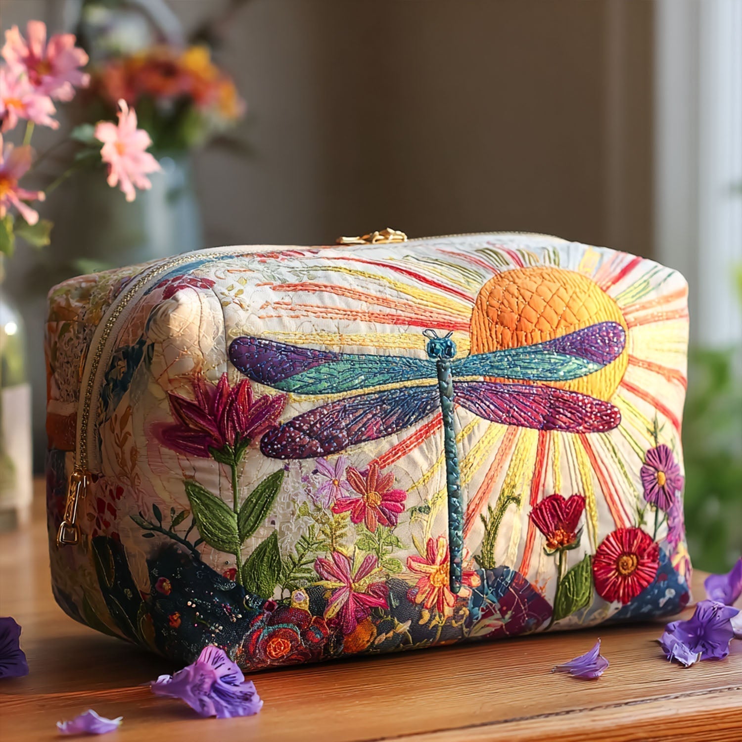 Flight of Grace Quilted Makeup Bag