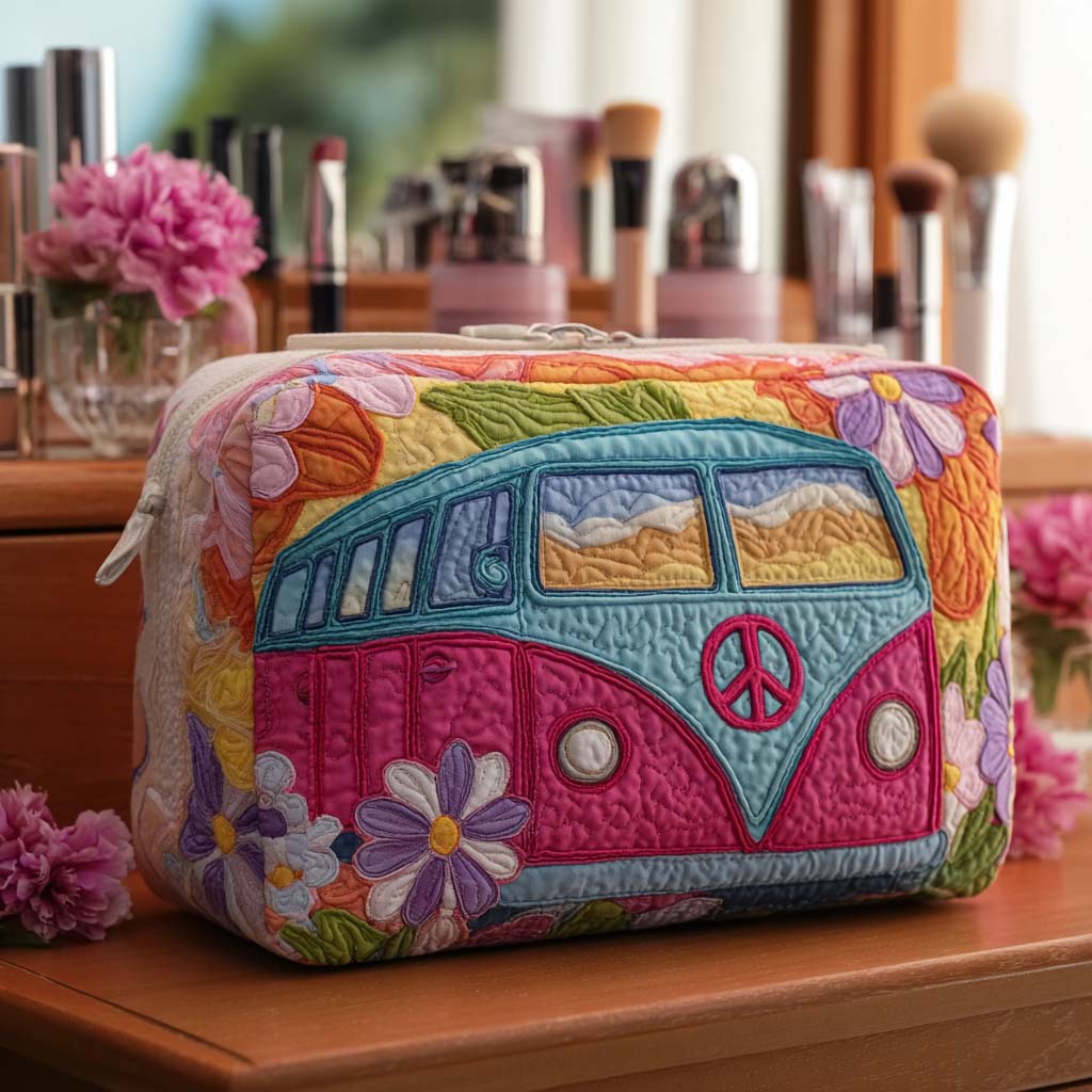 Floral Freedom Van Quilted Makeup Bag