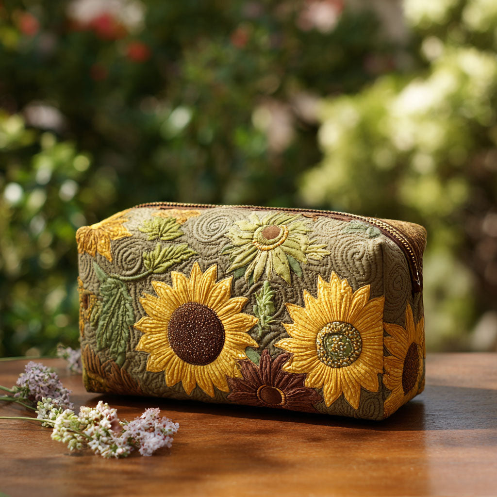 Golden Field Quilted Makeup Bag