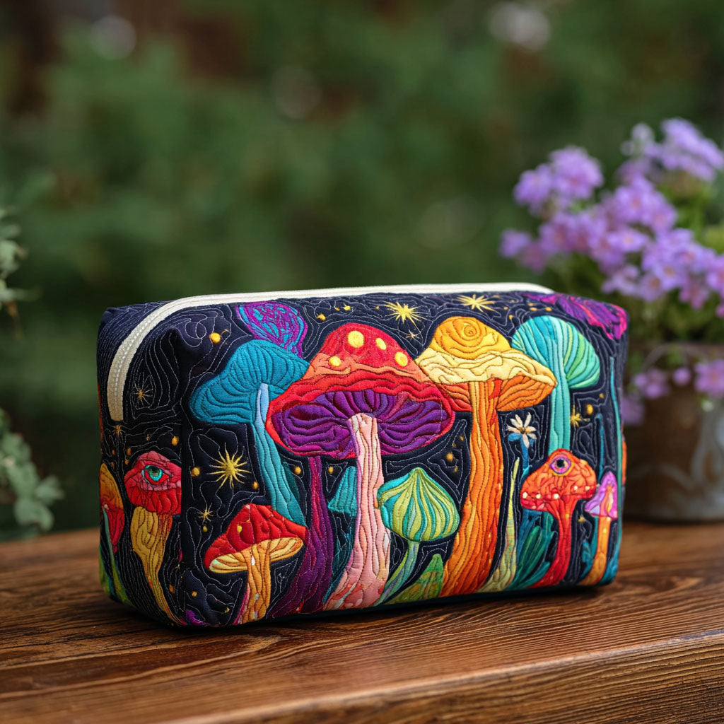 Groovy Shroom Quilted Makeup Bag