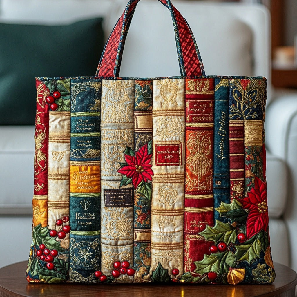 Holiday Books Quilted Tote Bag