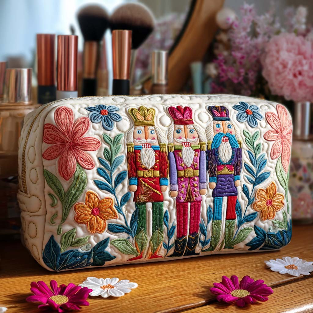 Nutcracker Charm Quilted Makeup Bag