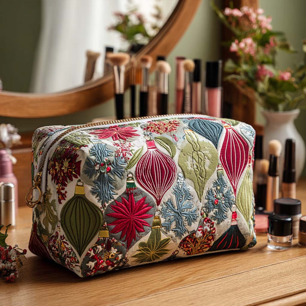 Sparkle Ornament Quilted Makeup Bag