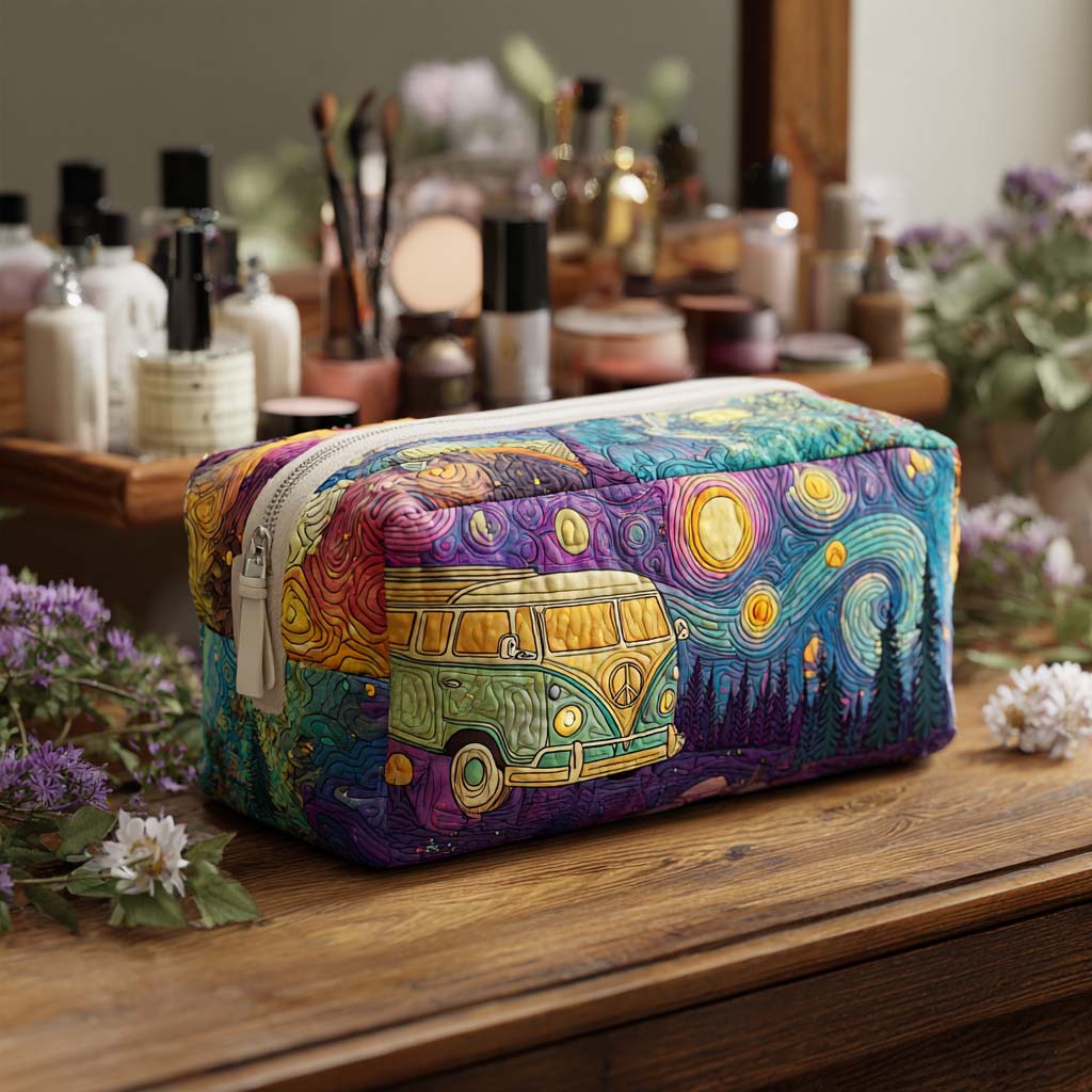 Starry Ride Vibes Quilted Makeup Bag