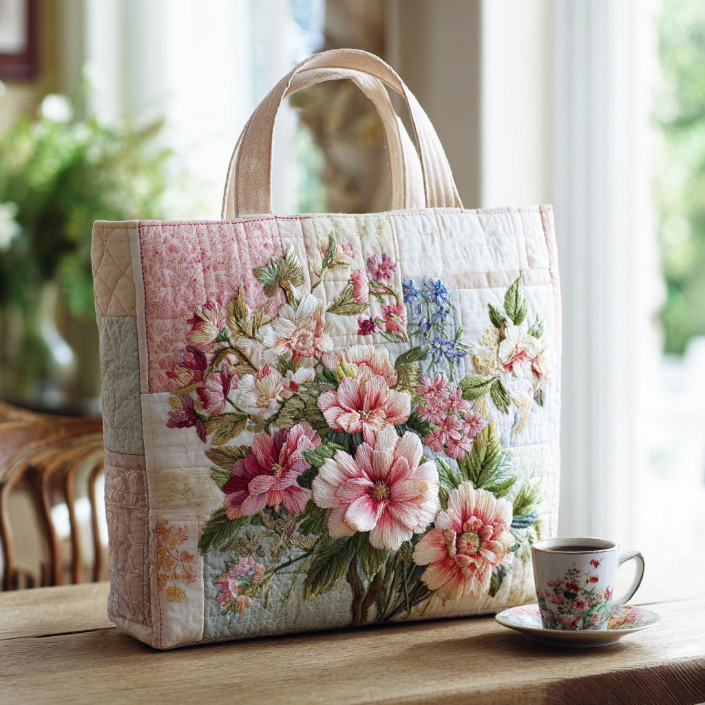 Bloom Flower Quilted Tote Bag