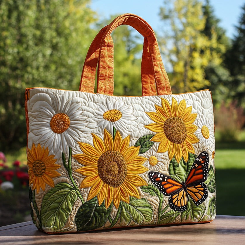 Sunflower Light Quilted Tote Bag
