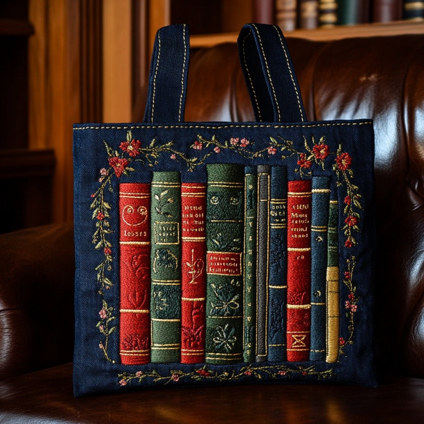 Old Books Quilted Tote Bag