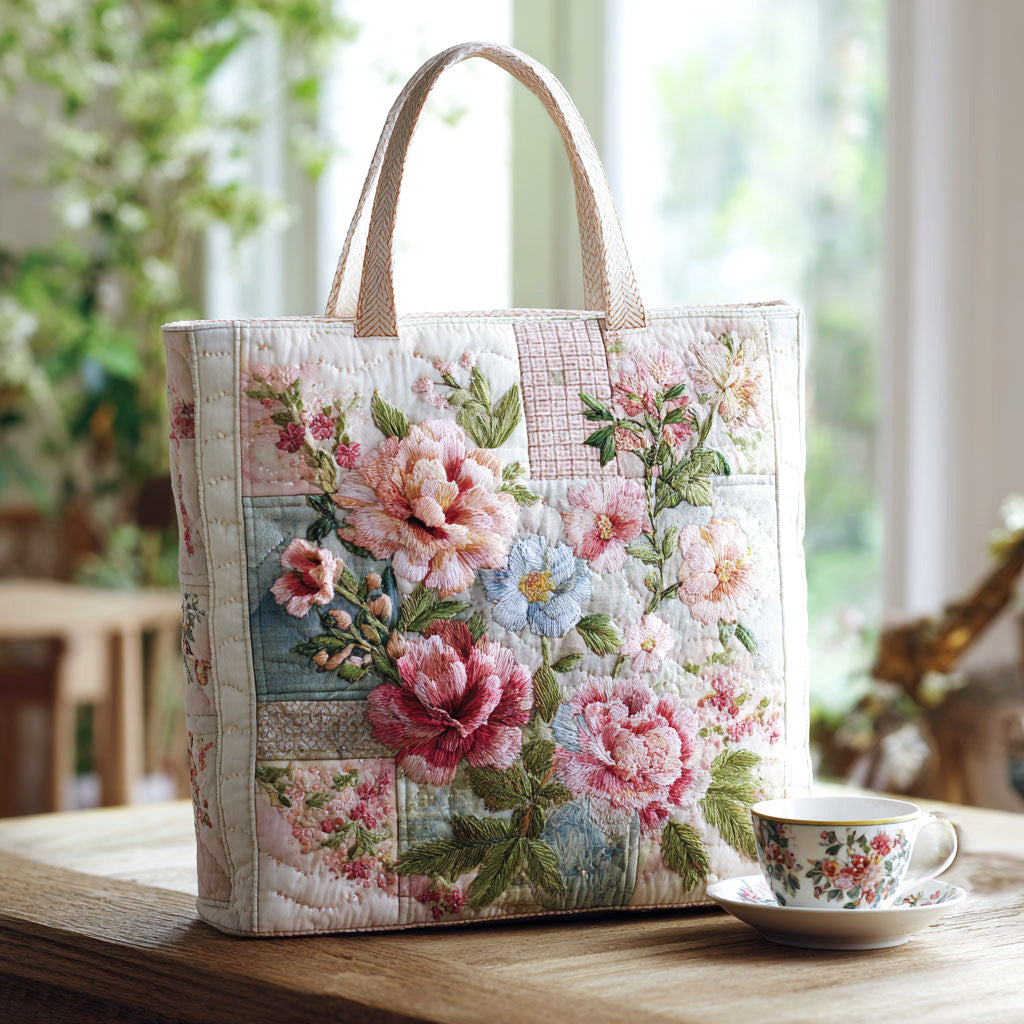 Blooming Flower Quilted Tote Bag