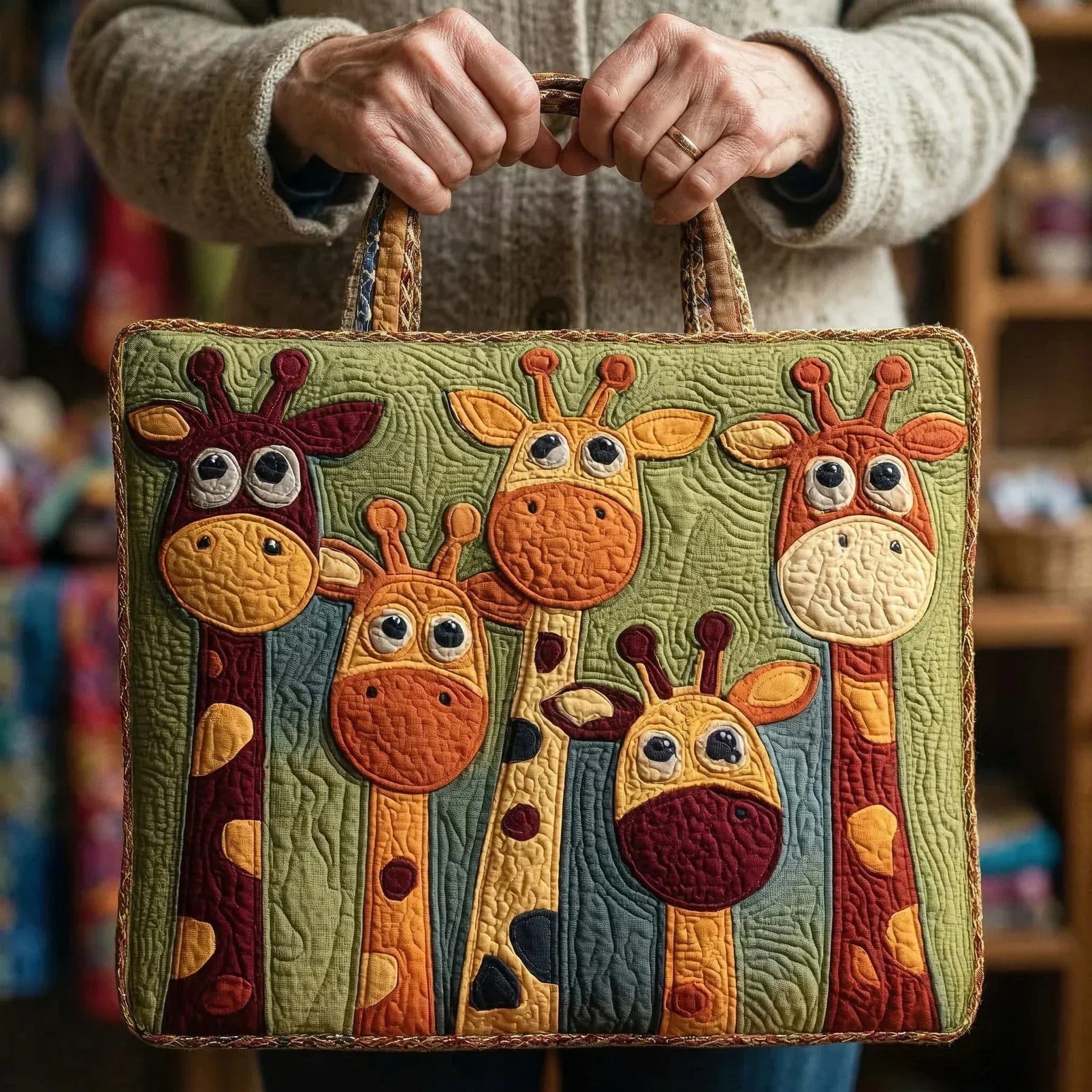 Quilted Tote Bag - Giraffe